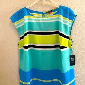 Vince Camuto Colorful Blouse Desert Horizons Malibu Blue New 1X
